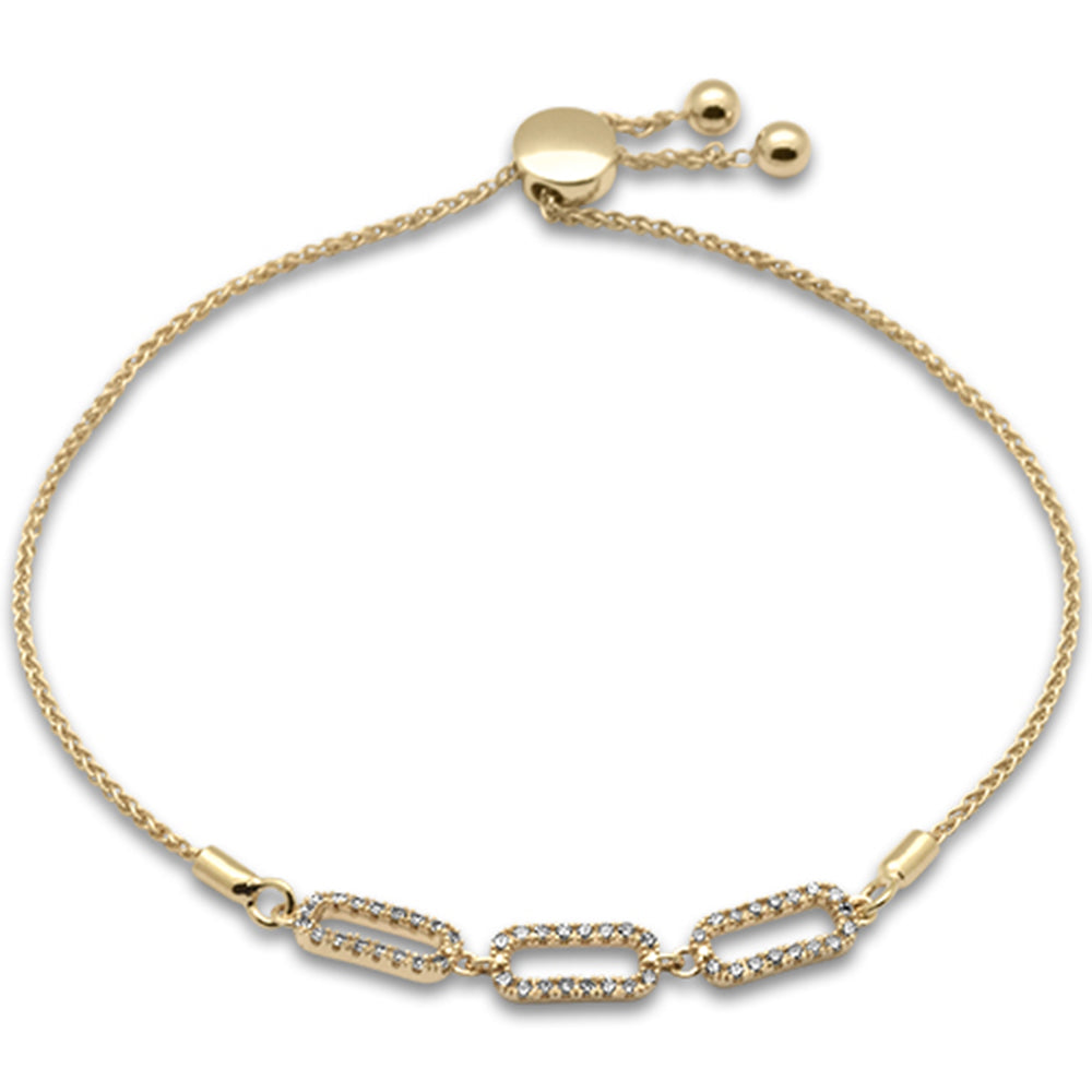 Muse Jewelry .24ct G SI 14K Yellow Gold Diamond Paperclip Style Adjustable Bola Bracelet 7.25" Long Adjustable