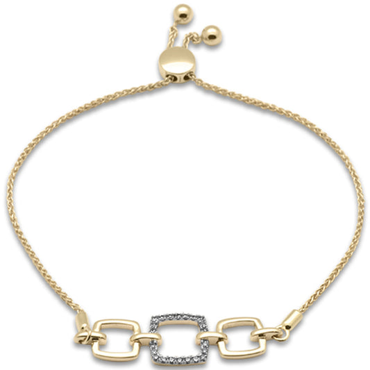 Muse Jewelry .15ct G SI 14K Yellow Gold Diamond Adjustable Bola Bracelet 7.25" Long Adjustable