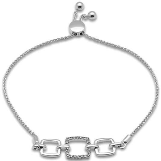 Muse Jewelry .15ct G SI 14K White Gold Diamond Adjustable Bola Bracelet 7.25" Long Adjustable