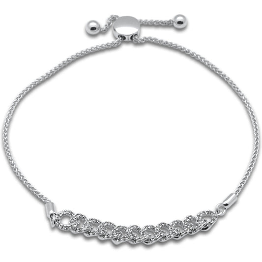Muse Jewelry .48ct G SI 14K White Gold Diamond Cuban Style Adjustable Bola Bracelet 7.25" Long Adjustable