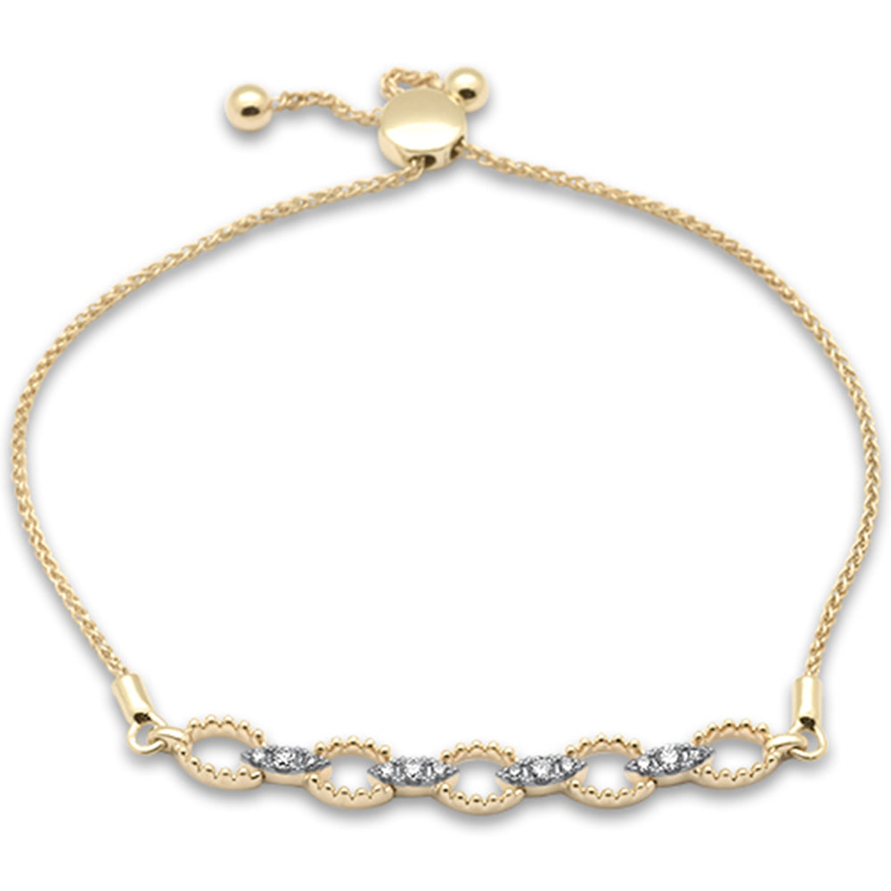 Muse Jewelry .24ct G SI 14K Yellow Gold Diamond Adjustable Bola Bracelet 7" Long Adjustable