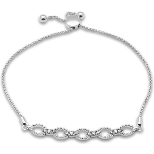 Muse Jewelry .25ct G SI 14K White Gold Diamond Adjustable Bola Bracelet 7" Long Adjustable