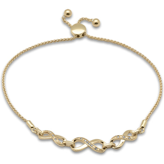 Muse Jewelry .05ct G SI 14K Yellow Gold Diamond Infinity Adjustable Bola Bracelet 7.25" Long Adjustable