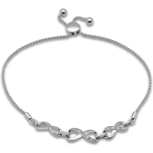 Muse Jewelry .05ct G SI 14K White Gold Diamond Infinity Adjustable Bola Bracelet 7.25" Long Adjustable