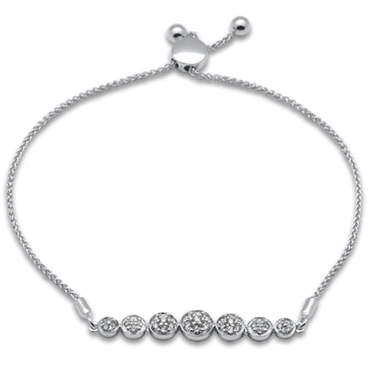 Muse Jewelry .47ct G SI 14K White Gold Diamond Round Shape Adjustable Bola Bracelet 7" Long Adjustable