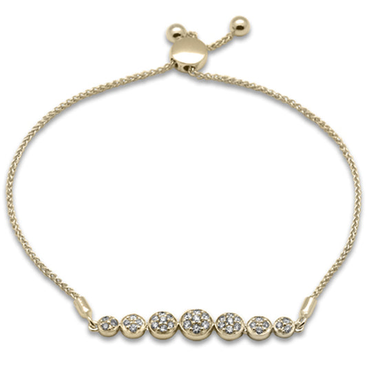 Muse Jewelry .47ct G SI 14K Yellow Gold Diamond Round Shape Adjustable Bola Bracelet 7" Long Adjustable
