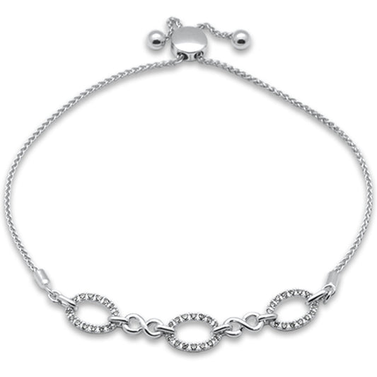 Muse Jewelry .19ct G SI 14K White Gold Diamond Adjustable Bola Bracelet 7.25" Long Adjustable