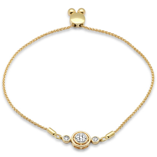 Muse Jewelry .12ct G SI 14K Yellow Gold Diamond Round Shape Adjustable Bola Bracelet 7" Long Adjustable