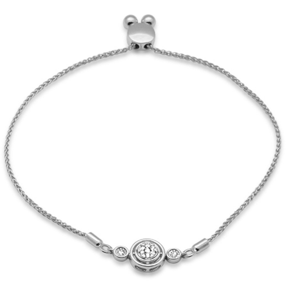 Muse Jewelry .13ct G SI 14K White Gold Diamond Round Shape Adjustable Bola Bracelet 7" Long Adjustable