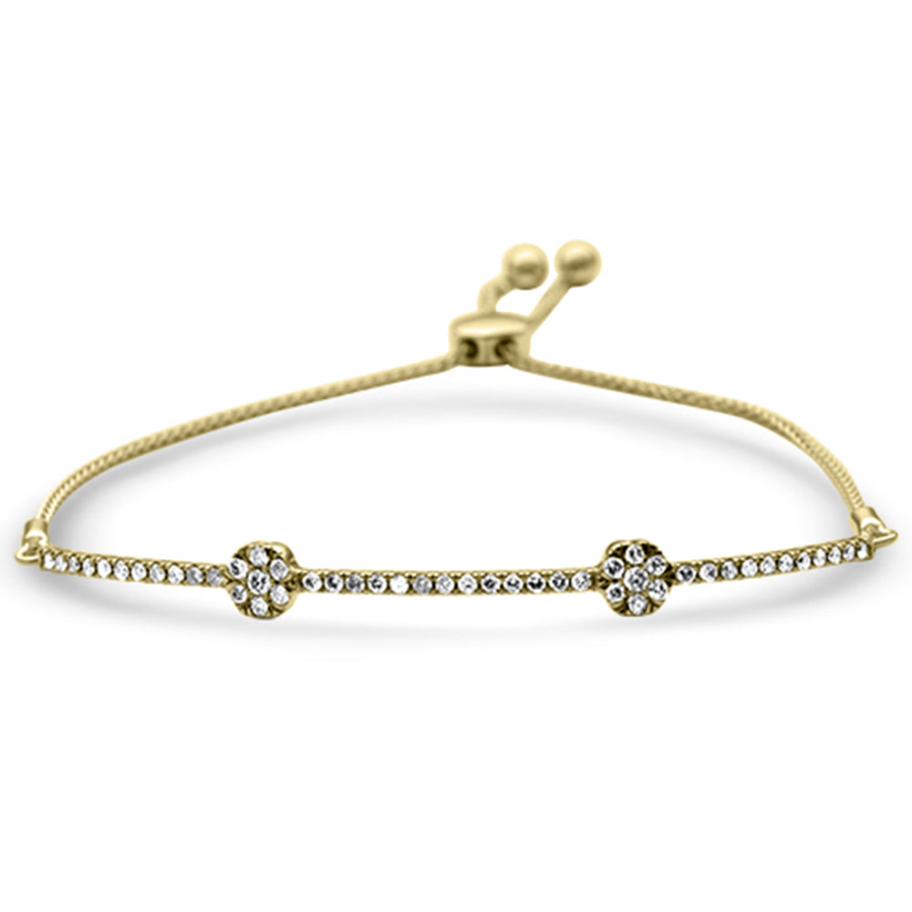 Muse Jewelry .74ct G SI 14K Yellow Gold Diamond Adjustable Bola Bracelet 7.25" Long Adjustable