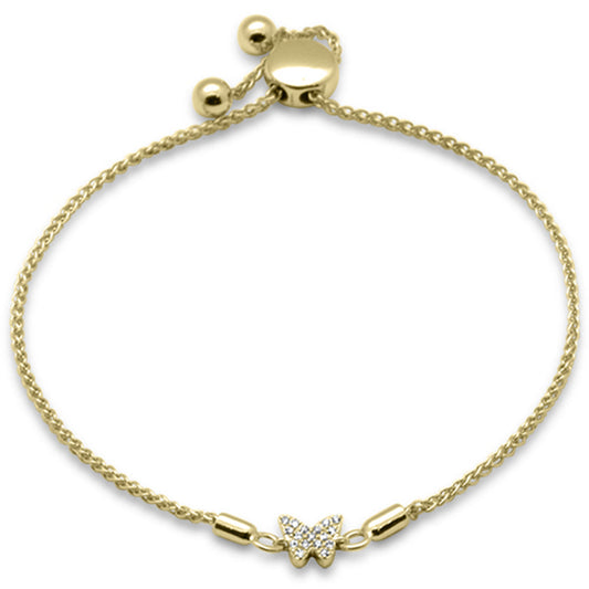 Muse Jewelry .05ct G SI 14K Yellow Gold Diamond Adjustable Bola Bracelet 7" Long Adjustable