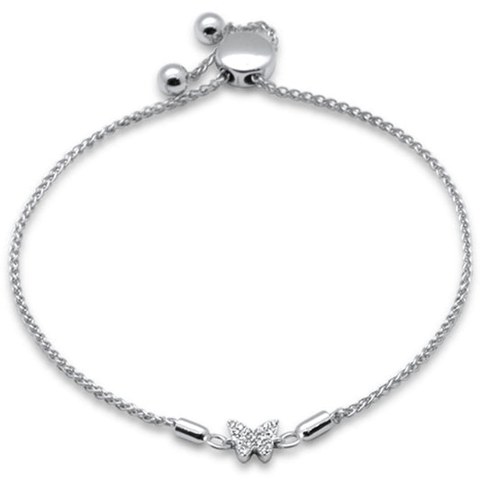 Muse Jewelry .05ct G SI 14K White Gold Diamond Adjustable Bola Bracelet 7" Long Adjustable