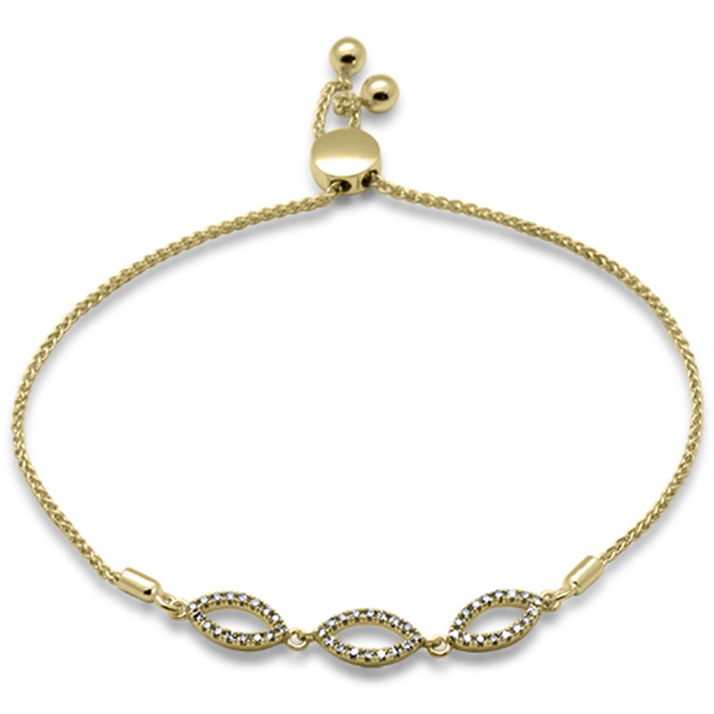 Muse Jewelry .23ct G SI 14K Yellow Gold Diamond Adjustable Bola Bracelet 7.25" Long Adjustable