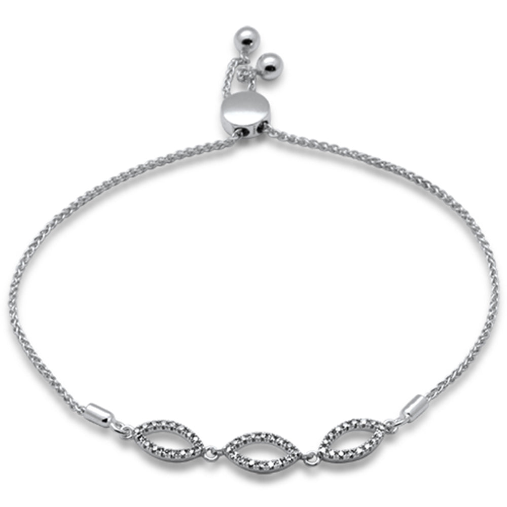 Muse Jewelry .23ct G SI 14K White Gold Diamond Adjustable Bola Bracelet 7.25" Long Adjustable