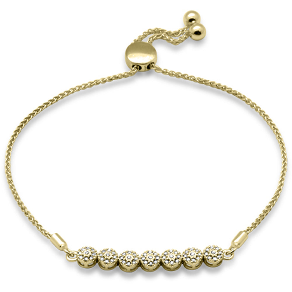 Muse Jewelry .08ct G SI 14K Yellow Gold Diamond Adjustable Bola Bracelet 7.25" Long Adjustable