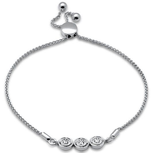 Muse Jewelry .12ct G SI 14K White Gold Diamond Adjustable Bola Bracelet 7.25" Long Adjustable