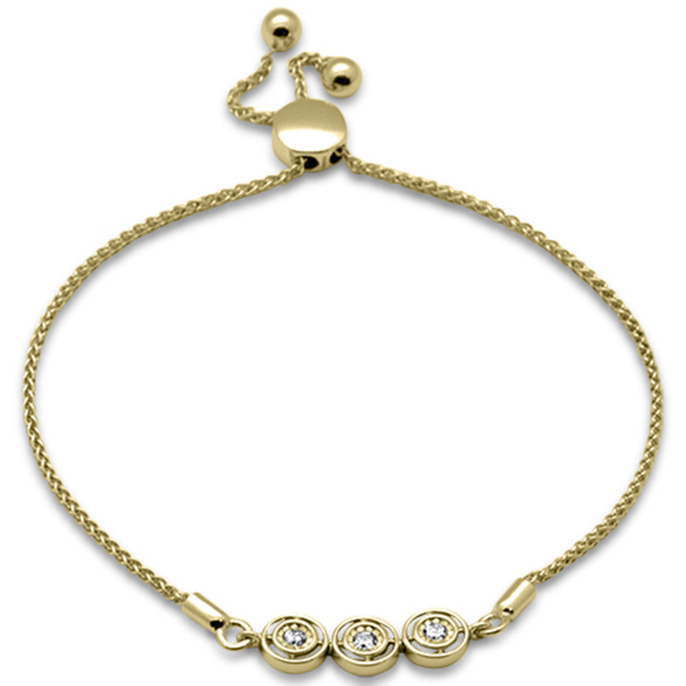 Muse Jewelry .12ct G SI 14K Yellow Gold Diamond Adjustable Bola Bracelet 7.25" Long Adjustable