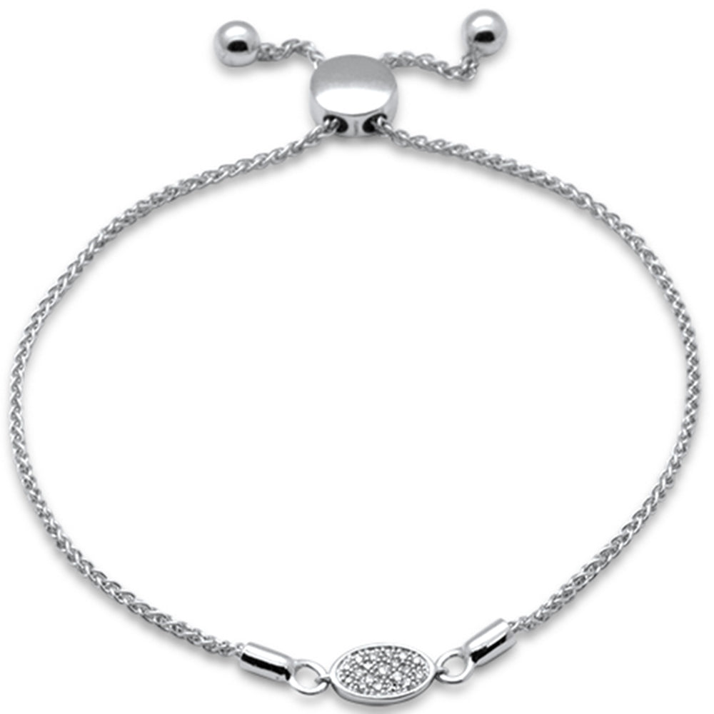 Muse Jewelry .06ct G SI 14K White Gold Diamond Adjustable Bola Bracelet 7" Long Adjustable