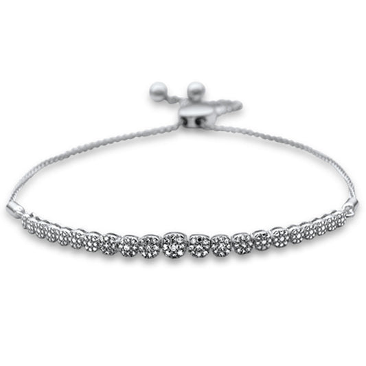 Muse Jewelry .24ct G SI 14K White Gold Diamond Graduated Adjustable Bola Bracelet 7" Long Adjustable