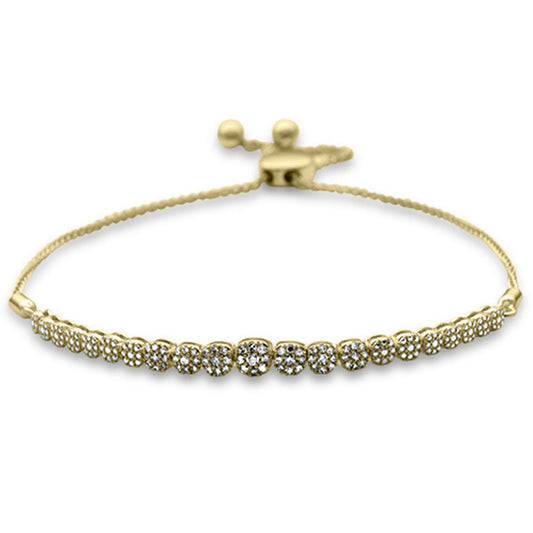 Muse Jewelry .24ct G SI 14K Yellow Gold Diamond Graduated Adjustable Bola Bracelet 7" Long Adjustable