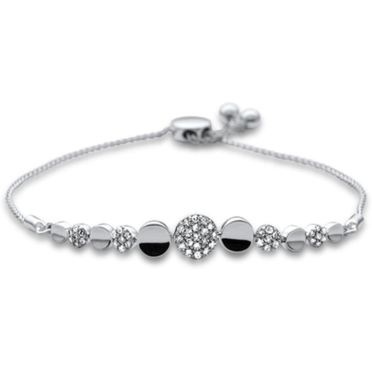 Muse Jewelry .32ct G SI 14K White Gold Diamond Graduated Round Shapes Adjustable Bola Bracelet 7.25" Long Adjustable