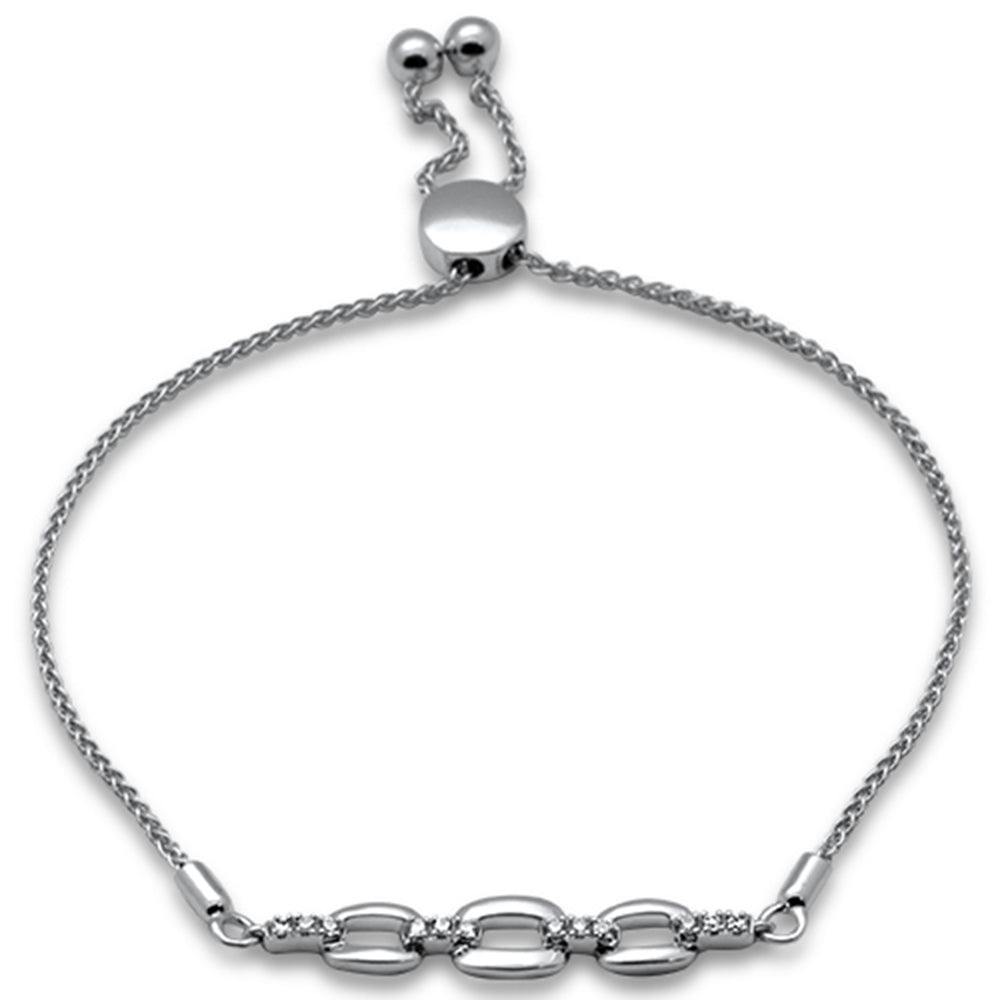 Muse Jewelry .13ct G SI 14K White Gold Diamond Adjustable Bola Bracelet 7.25" Long Adjustable