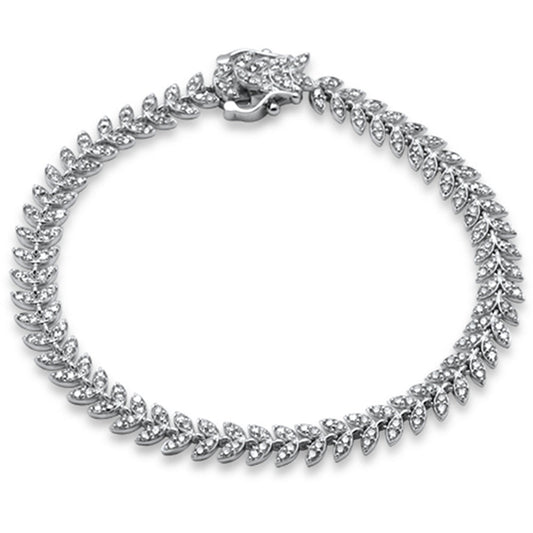 Muse Jewelry 1.97ct G SI 14K White Gold Diamond Olive Branch Bracelet 7" Long