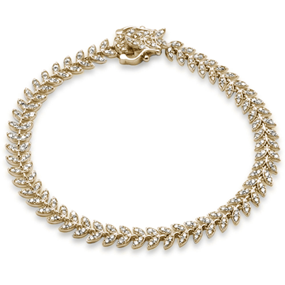 Muse Jewelry 1.96ct G SI 14K Yellow Gold Diamond Olive Branch Bracelet 7.25" Long