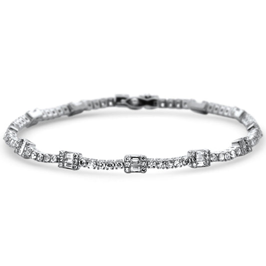 Muse Jewelry 2.50ct G SI 14K White Gold Diamond Round & Baguette Tennis Bracelet 7" Long