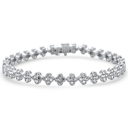 Muse Jewelry 2.99ct G SI 14K White Gold Diamond Clover Style Bracelet 7" Long