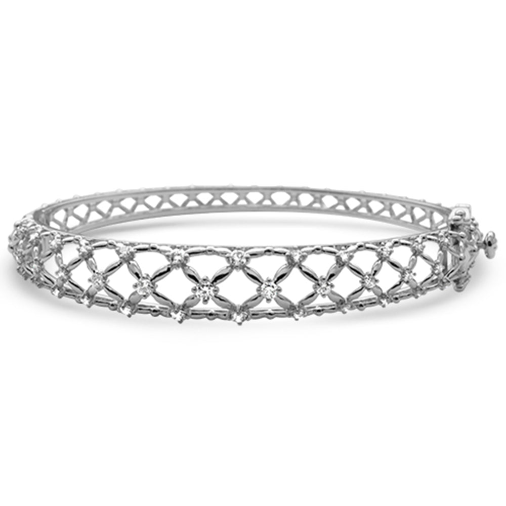 Muse Jewelry 1.01ct G SI 14K White Gold Diamond Dome Style Bangle Bracelet