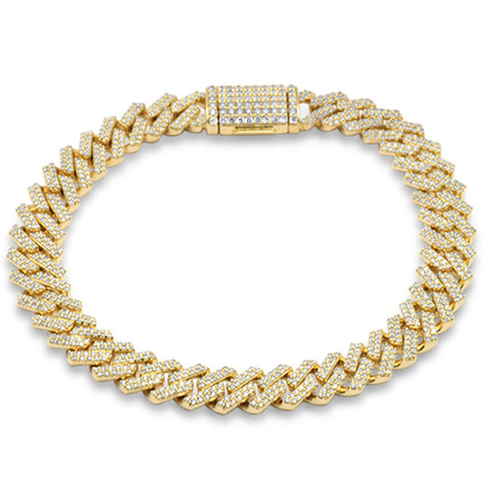 Muse Jewelry 5mm 1.89ct G SI 14K Yellow Gold Diamond Micro Pave Cuban Square Link Bracelet 8"