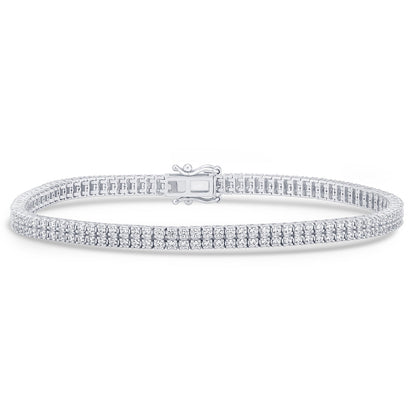 Muse Jewelry 2.07ct G SI 14K White Gold Diamond Double Tennis Bracelet 7" Long