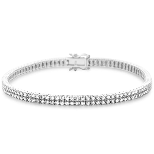 Muse Jewelry 2.07ct G SI 14K White Gold Diamond Double Tennis Bracelet 7" Long