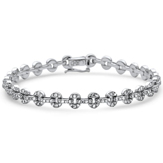 Muse Jewelry 2.08ct G SI 14K White Gold Diamond Link Bracelet 7" Long