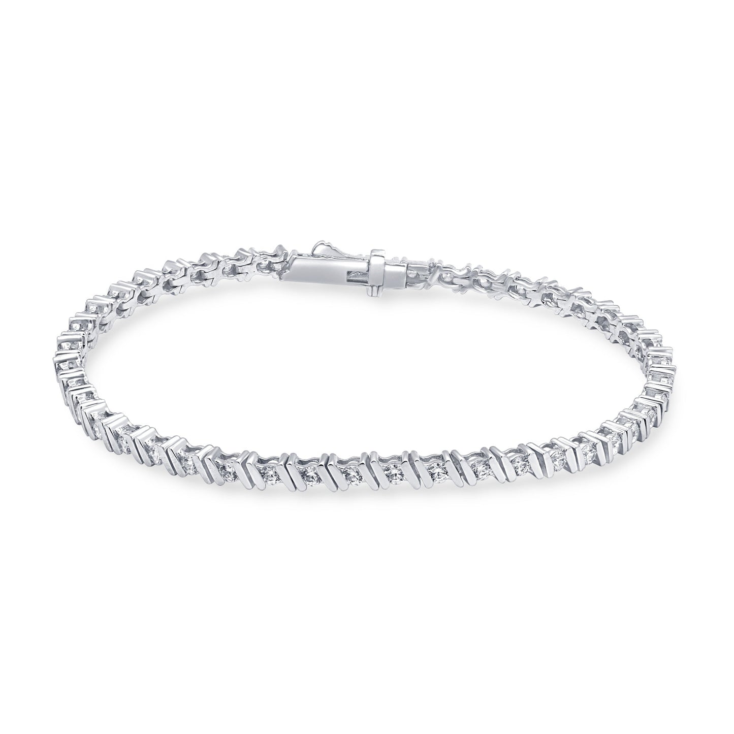 Muse Jewelry 1.97ct G SI 14K White Gold Diamond Tennis Bracelet 7" Long