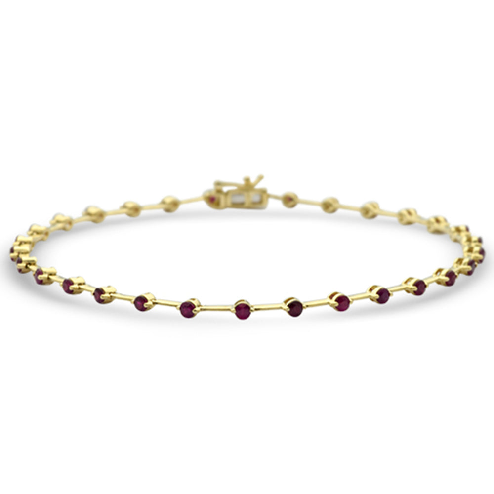 Muse Jewelry 1.55ct G SI 14K Yellow Gold Diamond & Ruby Gemstones Bracelet 8" Long