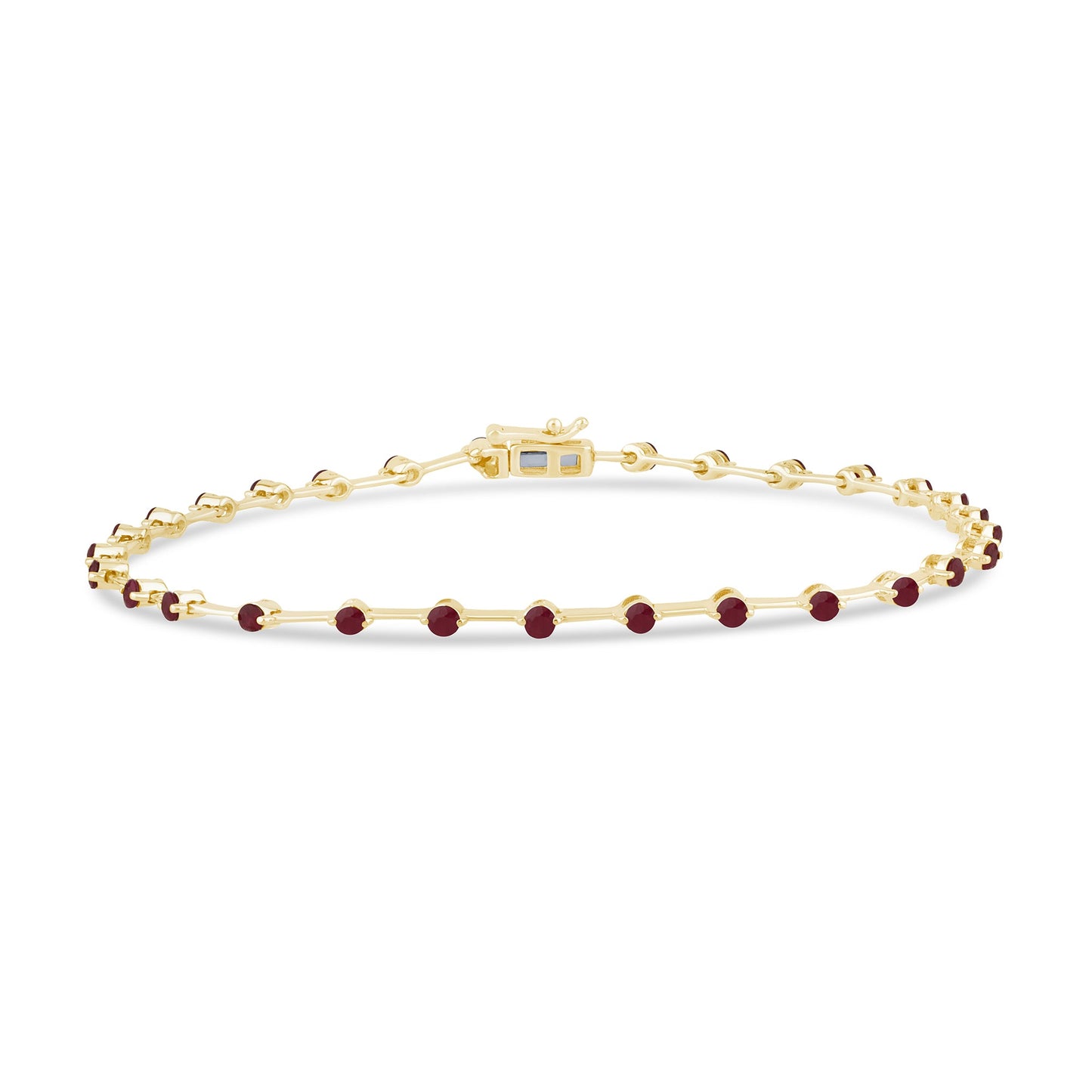 Muse Jewelry 1.55ct G SI 14K Yellow Gold Diamond & Ruby Gemstones Bracelet 8" Long