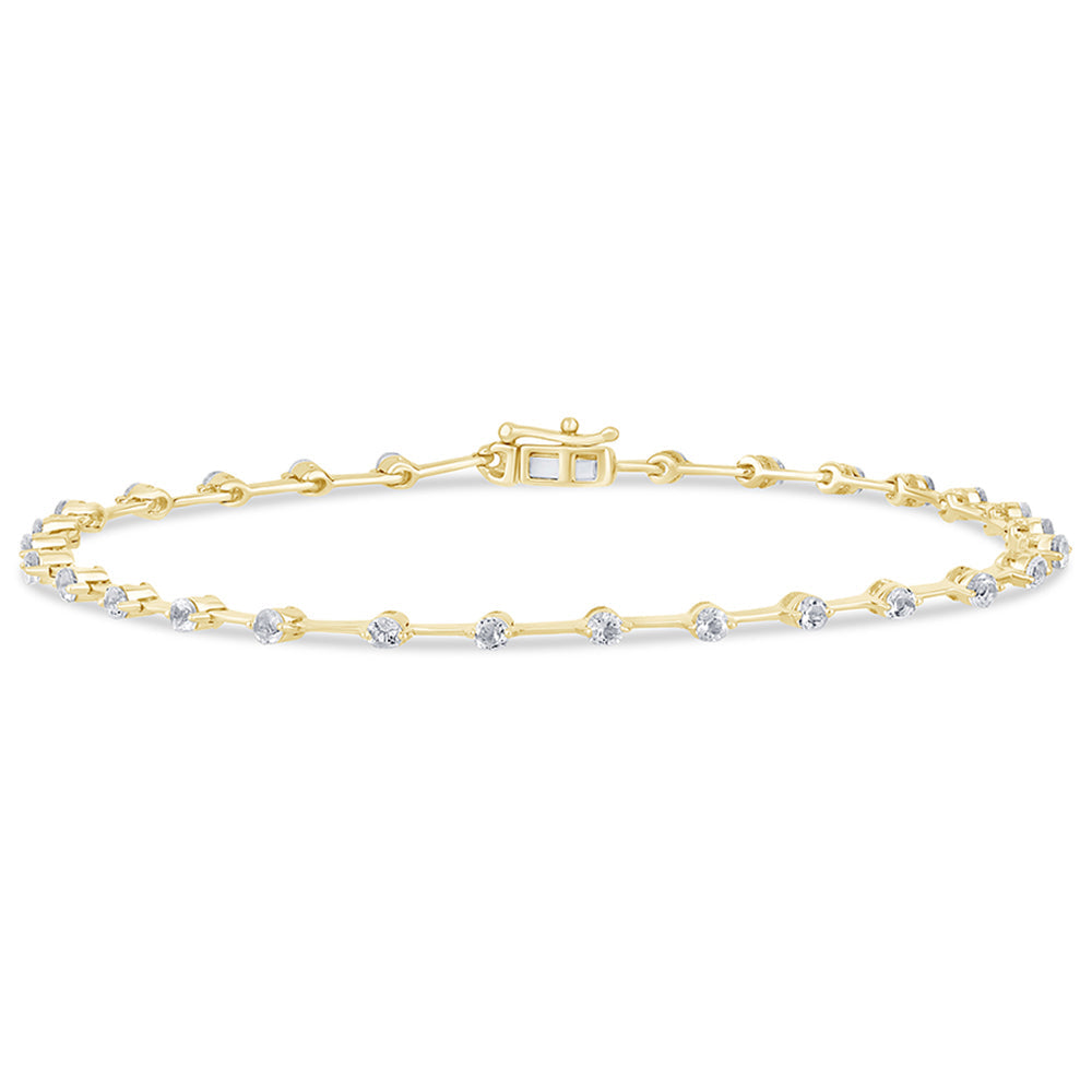 Muse Jewelry 1.43ct G SI 14K Yellow Gold Diamond & Aqua Gemstones Bracelet 8" Long