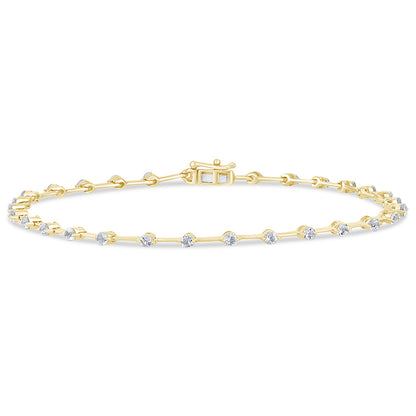 Muse Jewelry 1.43ct G SI 14K Yellow Gold Diamond & Aqua Gemstones Bracelet 8" Long