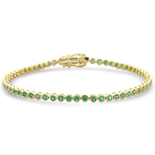 Muse Jewelry 1.40ct G SI 14K Yellow Gold Emerald Gemstones Bracelet 7" Long