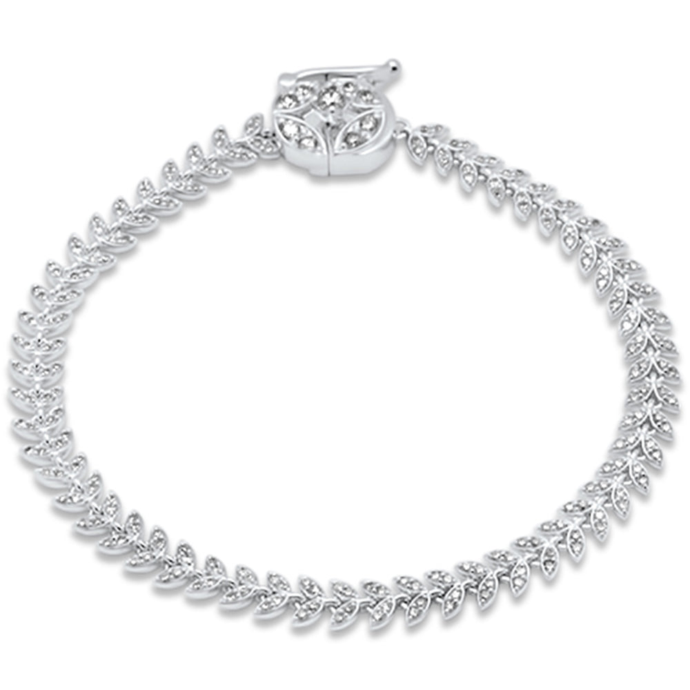 Muse Jewelry 1.41ct G SI 14K White Gold Diamond Leaf Style Bracelet 7" Long