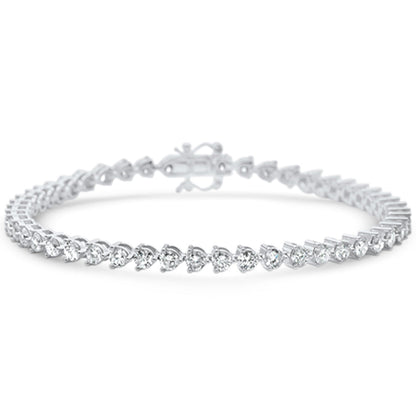 Muse Jewelry 4.18ct G SI 14K White Gold Diamond 3-Prong Tennis Bracelet 7" Long