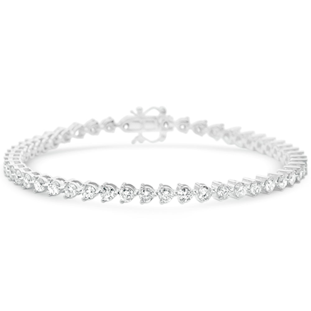 Muse Jewelry 4.18ct G SI 14K White Gold Diamond 3-Prong Tennis Bracelet 7" Long