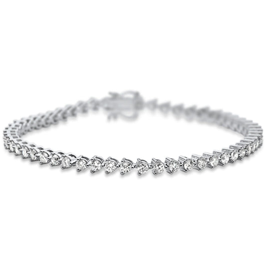 Muse Jewelry 3.01ct G SI 14K White Gold Diamond 3-Prong Tennis Bracelet 7" Long