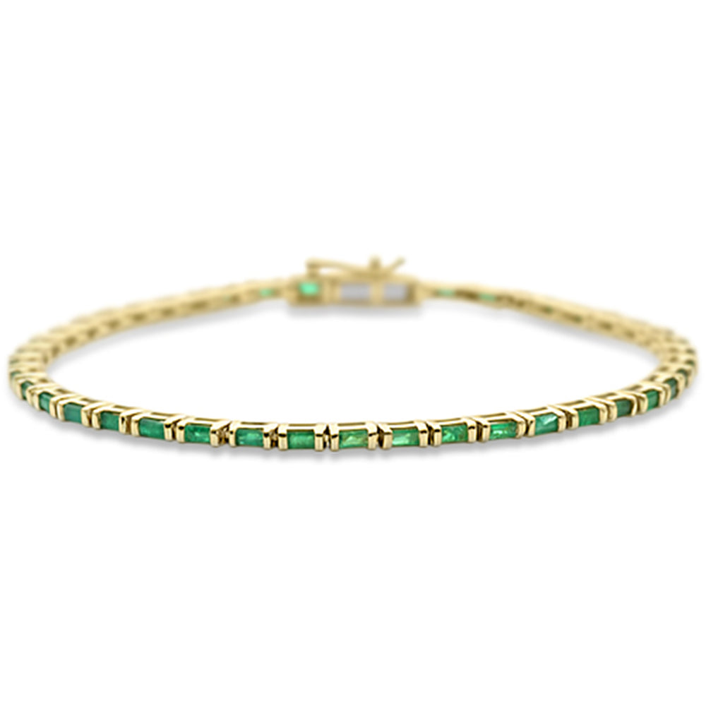 Muse Jewelry 1.62ct G SI 14K Yellow Gold Emerald Gemstones Bracelet 7" Long