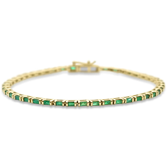 Muse Jewelry 1.62ct G SI 14K Yellow Gold Emerald Gemstones Bracelet 7" Long