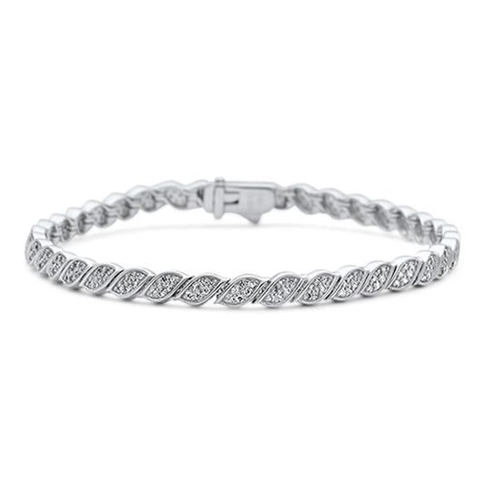 Muse Jewelry .96ct G SI 14K White Gold Diamond Leaf Style Bracelet 7" Long