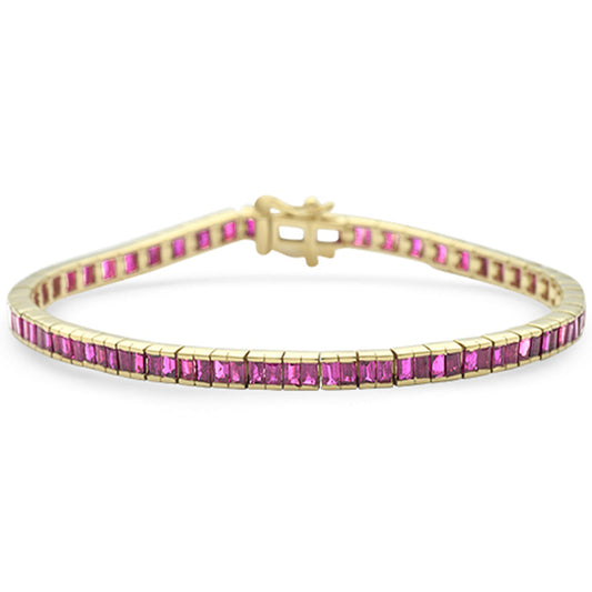 Muse Jewelry 5.88ct G SI 14K Yellow Gold Ruby Gemstones Bracelet 7" Long