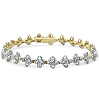 Muse Jewelry 2.91ct G SI 14K Yellow Gold Diamond Flower Bracelet 7" Long